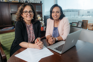 Noha Sharafeldin, MBBCh, Ph.D., a faculty member in UAB’s Institute for Cancer Outcomes and Survivorship and the Division of Hematology and Oncology, and an associate scientist at the O’Neal Comprehensive Cancer Center at UAB and Smita Bhatia, M.D., MPH, professor and vice chair for Outcomes in the Department of Pediatrics