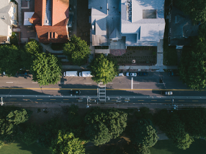 aerial shot of a neighborhood