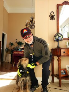 Chief Master Sergeant Patrick McCrocklin with a dog