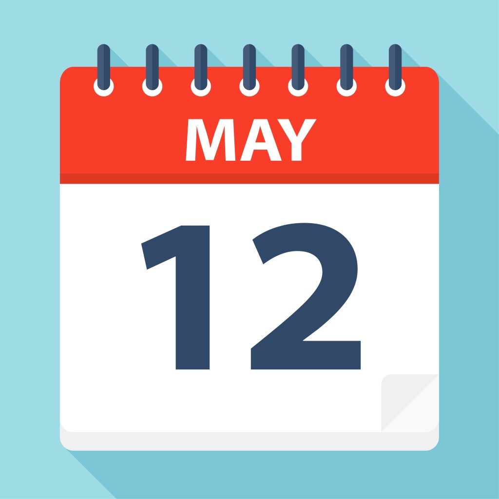 Stock image of a calendar turned to May 12