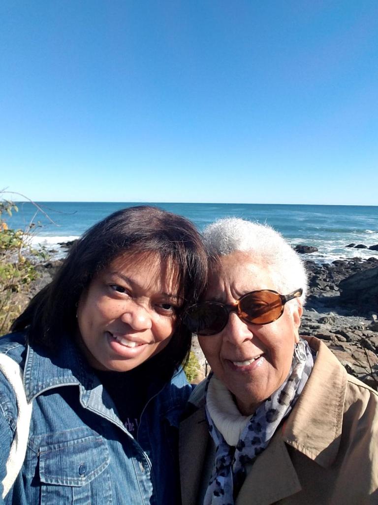 Francine Walton and her mother at the beach