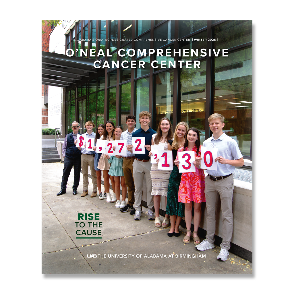The cover of the winter 2025 O'Neal Cancer Center magazine.