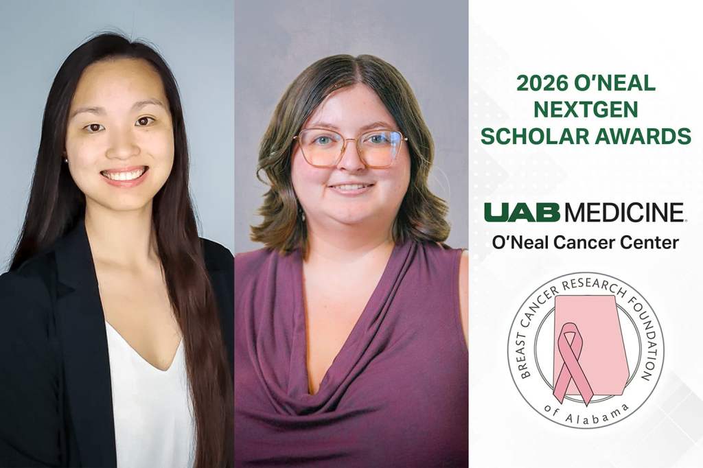 Headshots of the two 2026 O'Neal Invests awardees and the BCRFA logo
