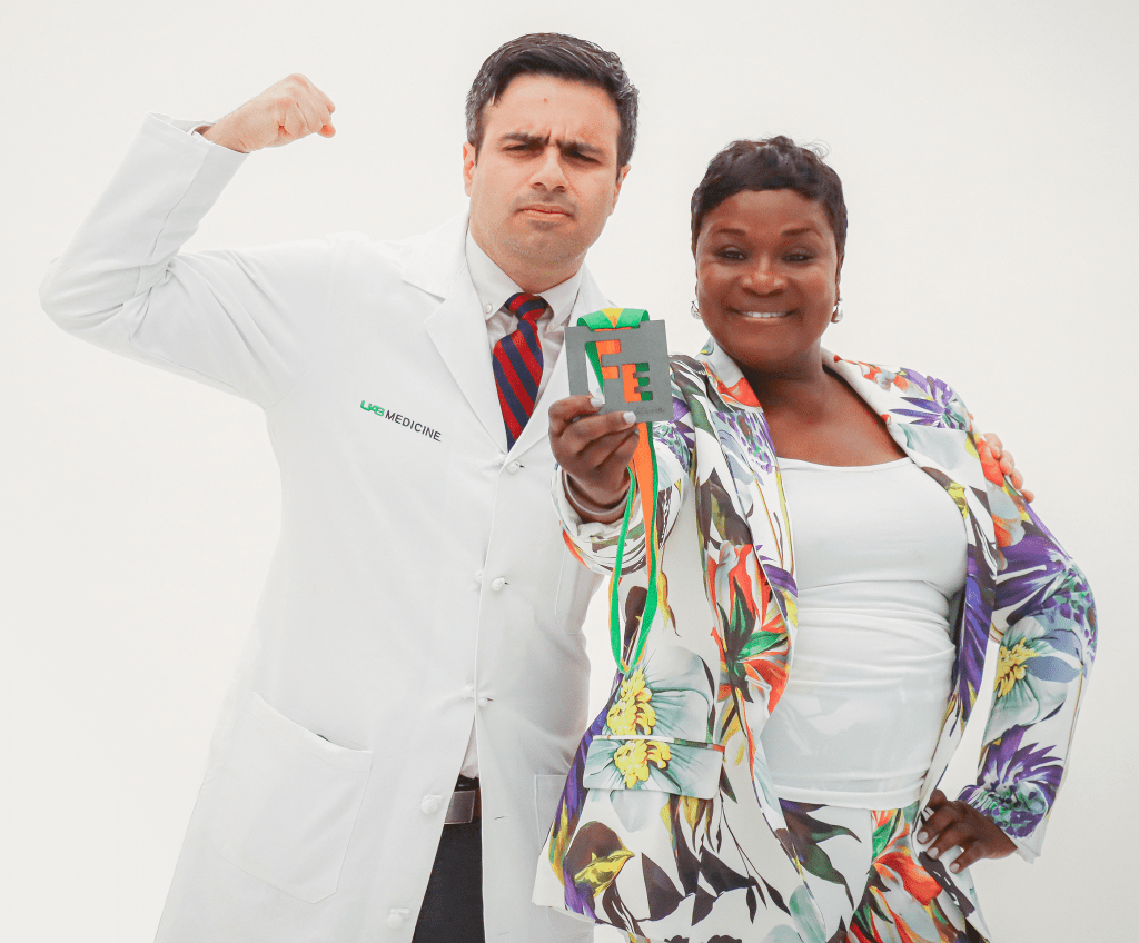 Yolanda Jackson poses alongside Syed Qasim Hussaini, M.D., at the 2026 O'Neal Iron Strong Awards.