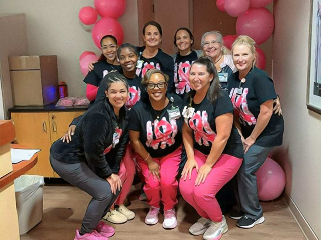 A group of nurses at the 2026 Pink Party.